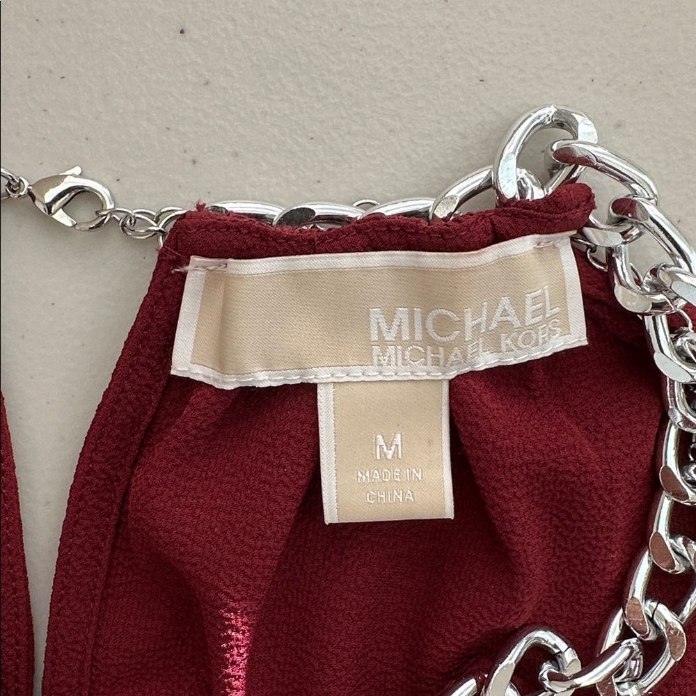 MICHAEL Michael Kors Burgundy Cold-Shoulder Halter Blouse - Picture 13 of 14
